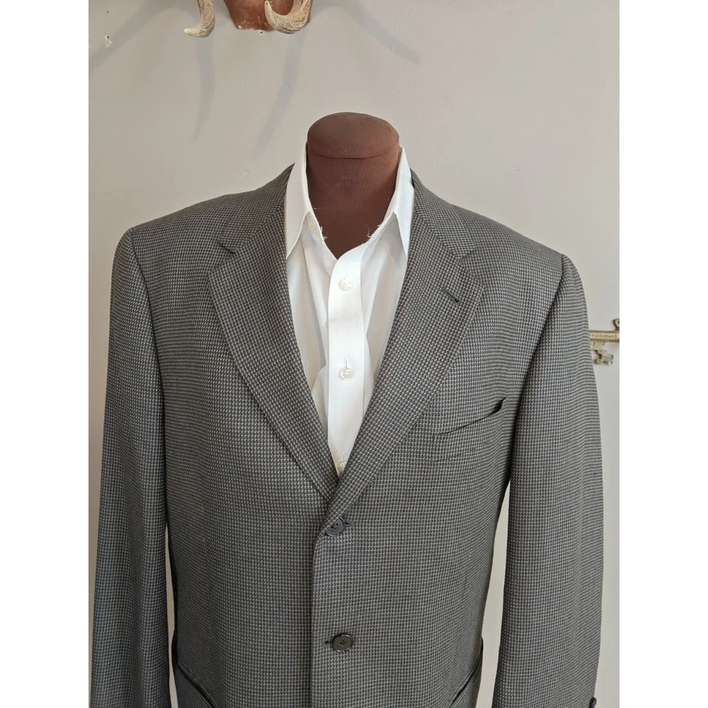 Joseph Abboud Mens Sports Coat 42R Black Gold Geometric Made in USA 3 Button